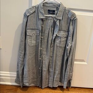 Saks Fifth Avenue Gray Button-Up Shirt